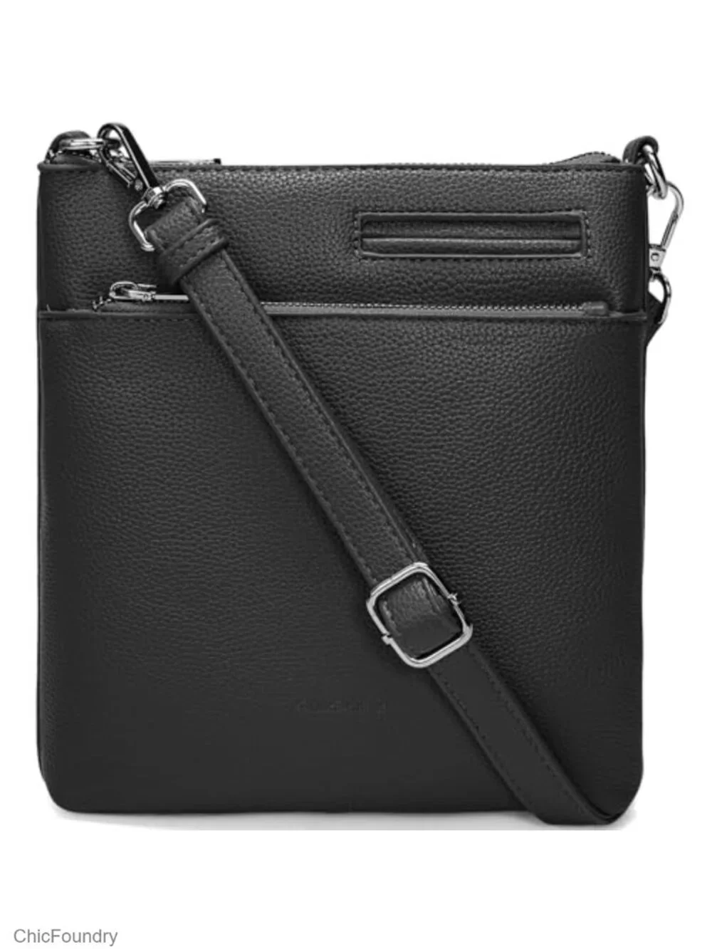 Small Faux Leather Crossbody Bag with 3 Compartments, Adjustable Straps, Travel